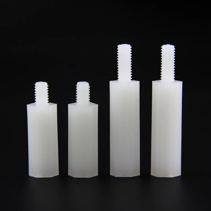 M2 M2.5 M3 M4 White Single head nylon column Hexagonal nylon stud Insulation / plastic isolation column Plastic support column