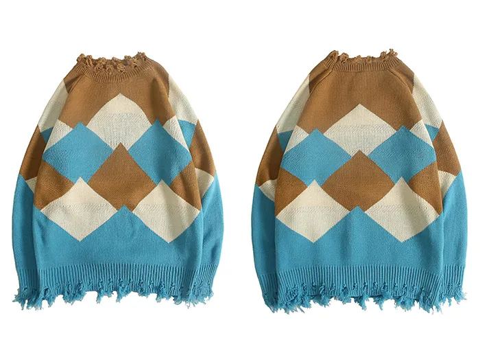 Aelfric Eden хип хоп Argyle кисточкой мужские свитера Harajuku мода мужской Kinttwear пуловеры повседневные уличные Топы оверсайз