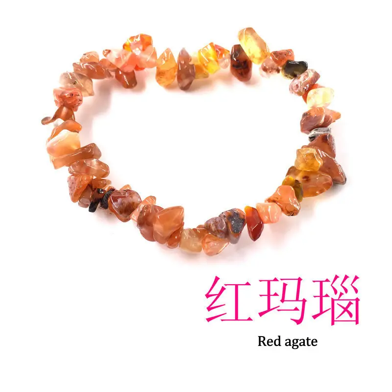Ручной работы стрейч 7 Чакра осколок кристалла браслет с камнями нерегулярный натуральный камень Шарм с эластичной веревкой подарок для женщин - Окраска металла: Red agate
