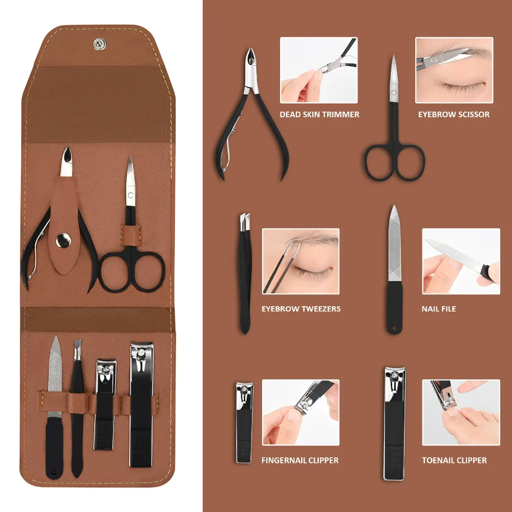 Conjunto de Aço Terno com Bolsa Cortador para Ferramentas Portátil Unha Clippers Inoxidável Profissional Tesoura Aliciamento Manicuer pé Kit 6 Pçs 4 aço inoxidável profissional tesoura aliciamento terno com