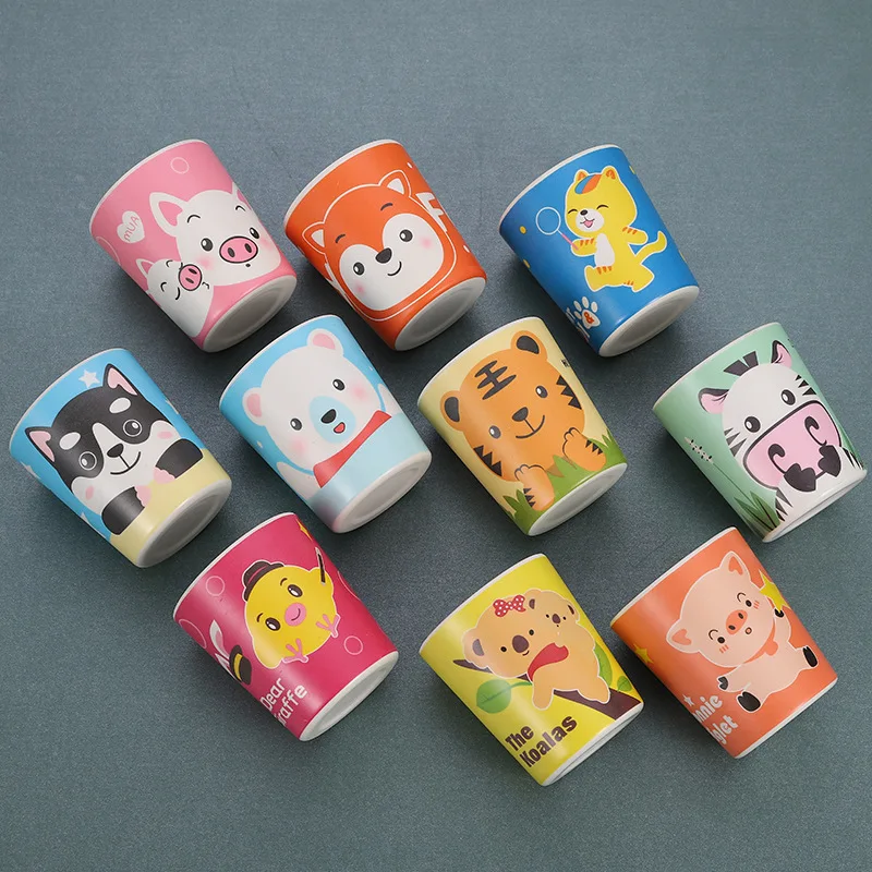 

Cartoon Bamboo Fiber Children's Drinking Cup Baby Drop-Resistant Kindergarten Drinking Cup