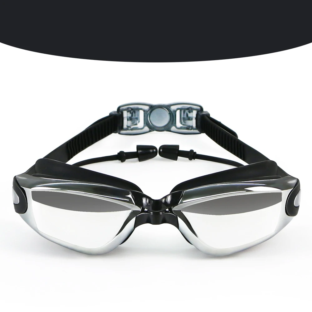 Gafas de natación para adultos y niños, lentes de natación HD antiniebla con marco grande galvanizado, impermeables