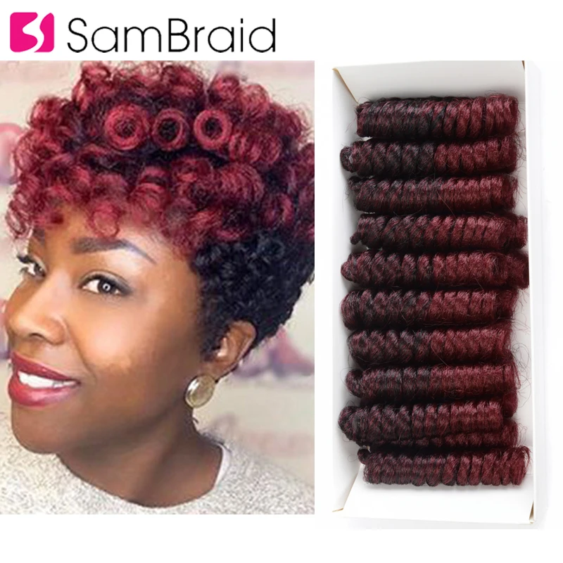 sambraid 6 inch short curly spring crochet braiding hair for women 20  roots/pack synthetic crochet braids hair extensions