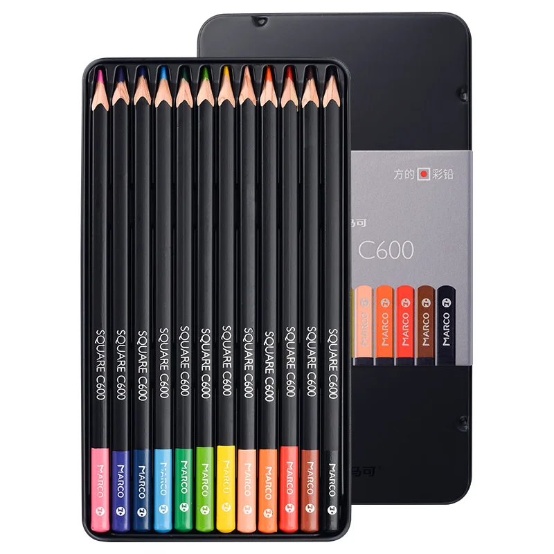 

Marco Raffine 12/24 Pcs Professional Colored Pencil Non-toxic Square Pastel Colored Pencils lapis de cor for School Supplies