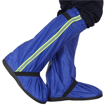 

Men Women Adults Waterproof Shoe Cover Protectors Reflective Tape Bike Cycling Non Slip Long Rain Boot Oxford Cloth Thick Bottom