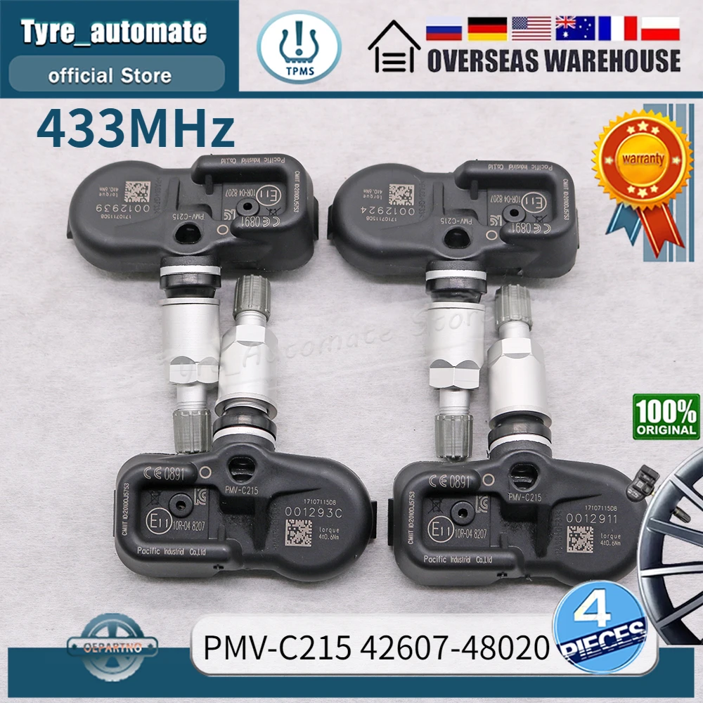 Датчик давления в шинах комплект из 4 TPMS сенсоров PMV-C215 42607-48020 433 МГц для 2015-2020 Toyota