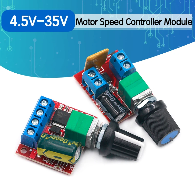 Mini DC 4 5 V 35V 5A 90W PWM контроллер скорости двигателя модуль регулятора Регулируемый