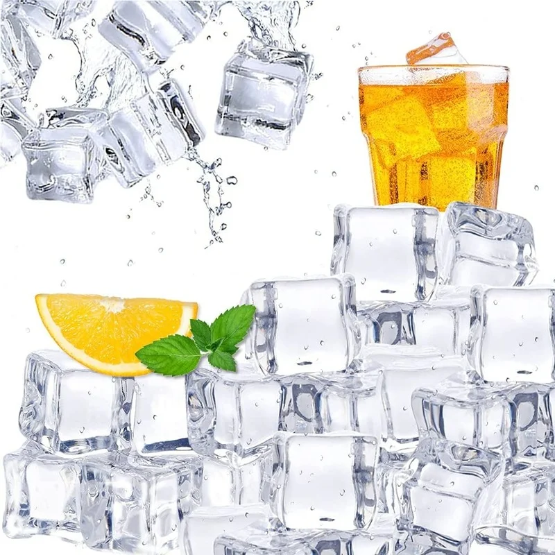 Clear Acrylic Fake Ice Cubes, Artificial Decorative Ice Cube Display for Home, Kitchen, Wedding Decor, Photography Prop, 25mm