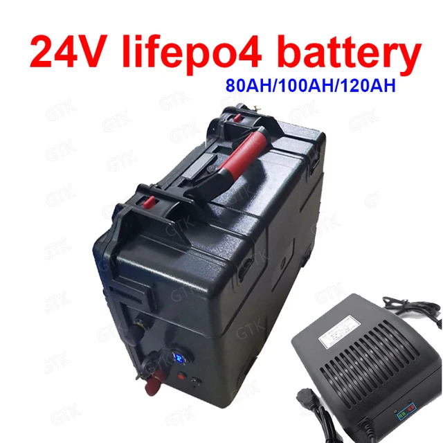 24V LiFePO4 Akku 50Ah 100Ah 150Ah Lithium Batterie BMS Mit Ladegerät für  Solar