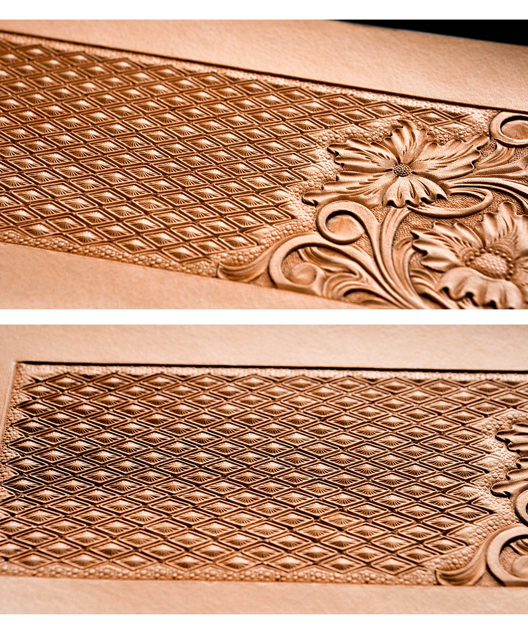 SOZO LX2 Geometrics Diamond Lined Leather Work Stamping Tool Carving Pattern 304 Stainless Streel Stamp