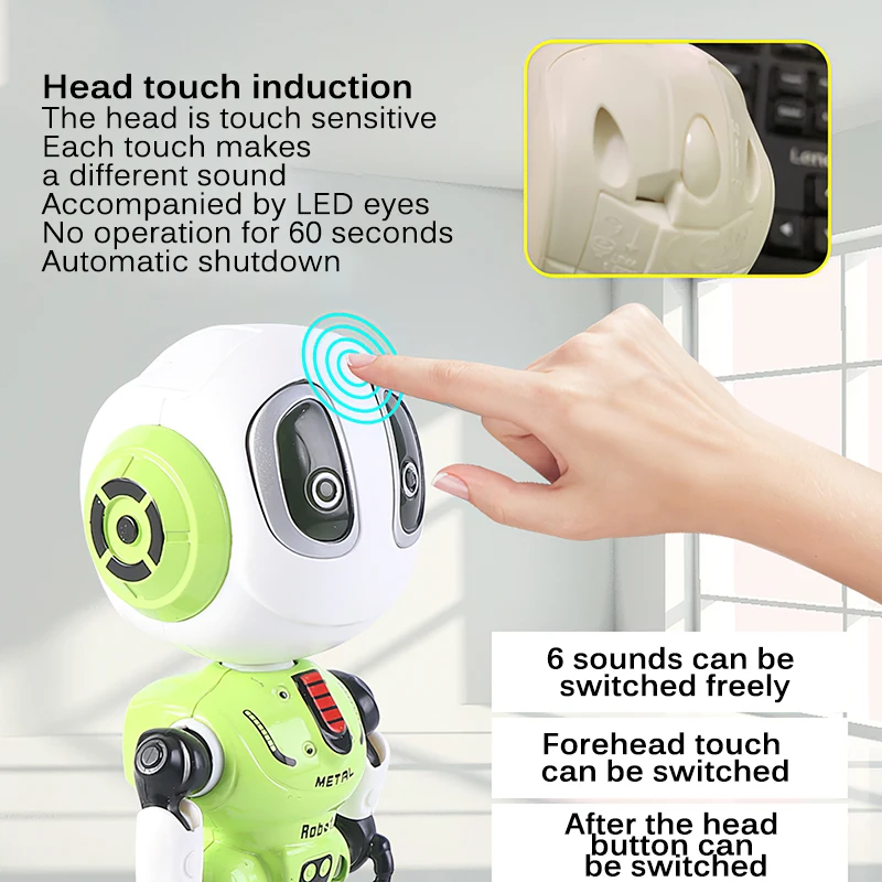 Mini Head Touch Sensor Recording Talking Alloy Robot Voice Dialogue Cute Early Education Intelligent Deformation Robots Doll Toy | Игрушки и