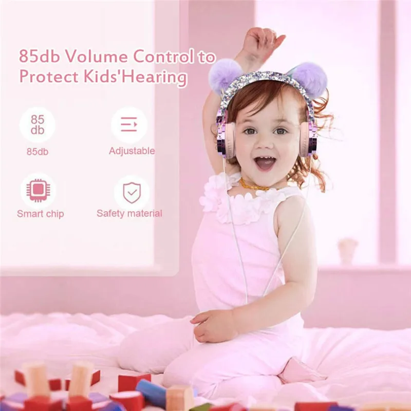 Kid Wired Headphone with Microphone 3 5mm Music Stereo Online Lesson Earphone Computer Mobile Phone Gamer Cat Headsets Girl Gift