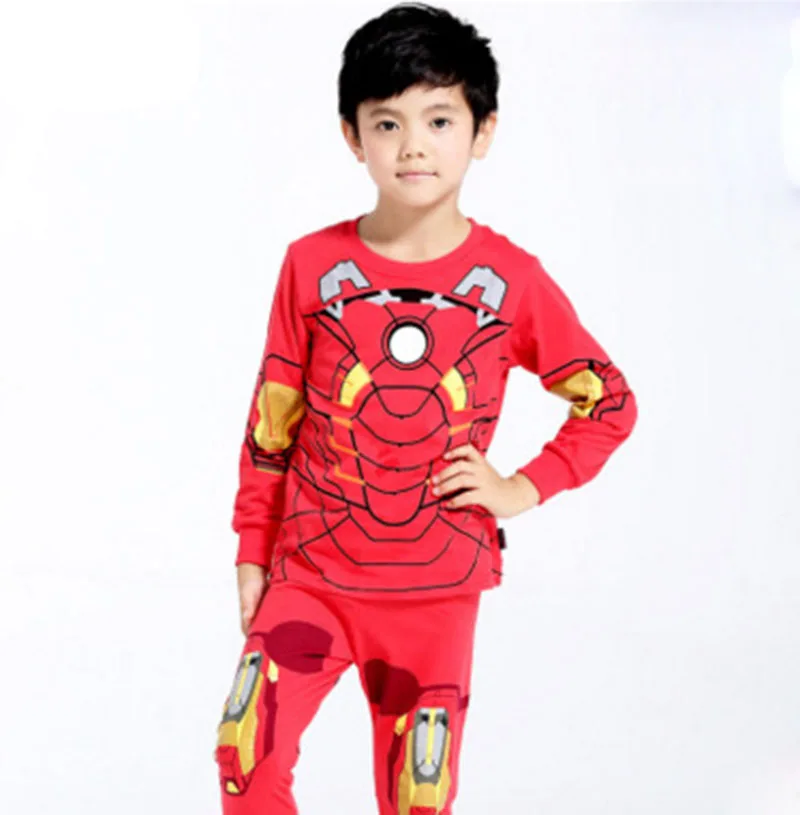 Iron Man Детская одежда на Хеллоуин; костюмы Косплэй Superman Spiderman Batman Капитан Америка Железный человек для мальчиков и девочек, пижамный комплект, пижама в стиле Мстителей - Цвет: Iron Man