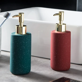 

300ml Ceramic Navy Blue Hand Sanitizer Bottle Bathroom Accessories Emulsion Shower Gel Press Bottle Simple Toilet Soap Dispenser