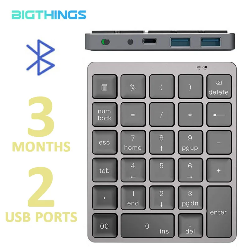 Цифровая клавиатура беспроводная цифровая Bluetooth алюминиевый сплав с двумя