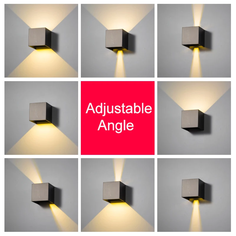 

Adjustable 6W 12W LED Wall Lamp IP65 Waterproof Indoor & Outdoor Aluminum Wall Light Surface Mounted Cube LED Garden Porch Light