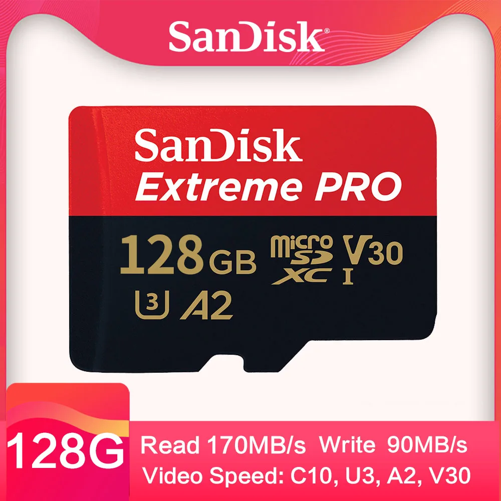 SanDisk Extreme microSDXC 32 Гб 64 Гб 128 ГБ 256G класс 10 microSD TF карта Поддержка официальной проверки C10 V30 U3