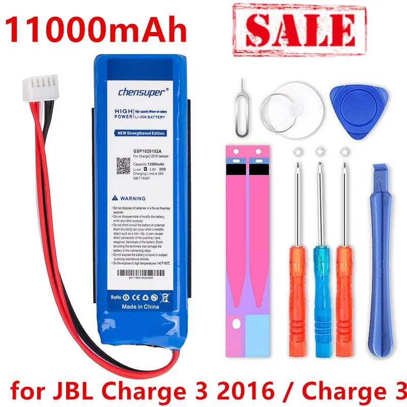 

Chensuper 0 цикл 11000 мАч GSP1029102A батарея для JBL Charge 3 2016 версия/зарядка 3/Проверьте место 2 красных провода