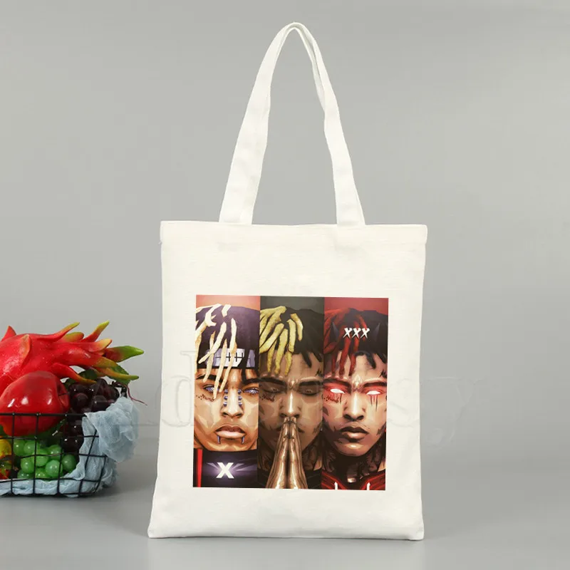 Rapper Xxxtentacion Hip Hop Canvas Bag Casual Large Hand Bags for Women Ladies Shopping Handbag Print Capacity | Багаж и сумки
