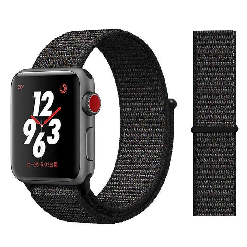 Black Red Нейлоновый ремешок для Apple watch 5 ремешок 44 мм 40 мм iWatch ремешок 42 мм 38 мм спортивный ремешок для часов Браслет Apple watch 4 3 2 1 38 40 44 мм - Цвет ремешка: Black Red