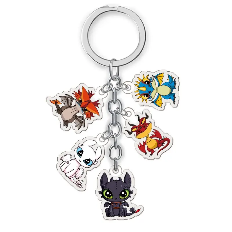 

Anime How To Train Yours Dragon Keychain Cartoon Acrylic Night Fury Toothless Dragon 3 Key Ring Children Toy Gifts