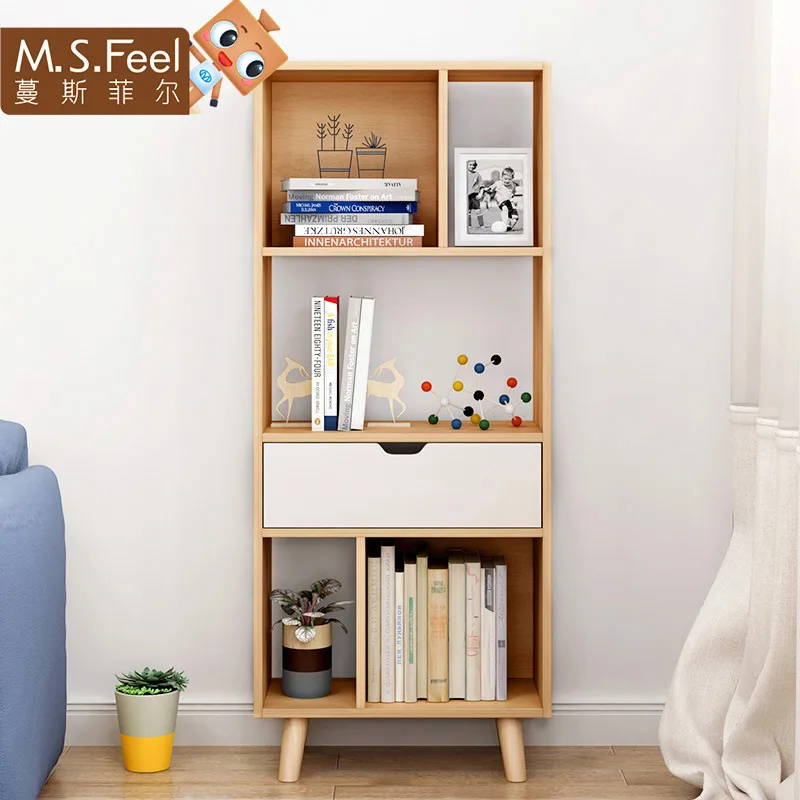 

Bookshelf Northern European-Style Bookcase Floor Small Bookcase Modern Minimalist Living Room Storage Rack for Office Storage Ra