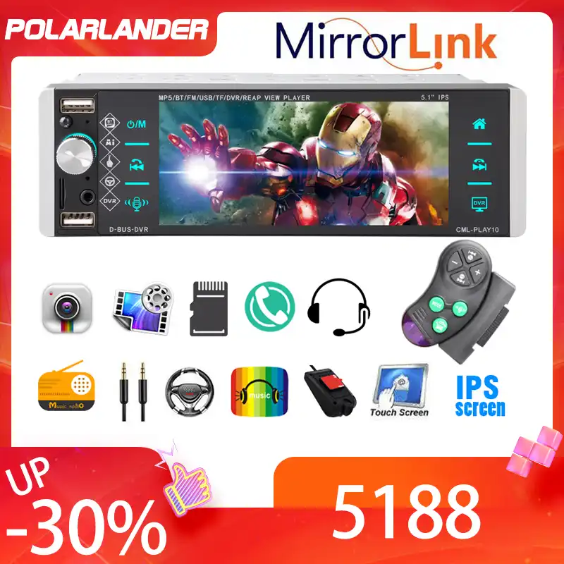 1din Mp5プレーヤータッチ車ラジオ双方向相互接続rds Am Fm 4 Usb 5 1インチサポートandroid 10 Mirrorlink Bluetooth Car Radios Aliexpress
