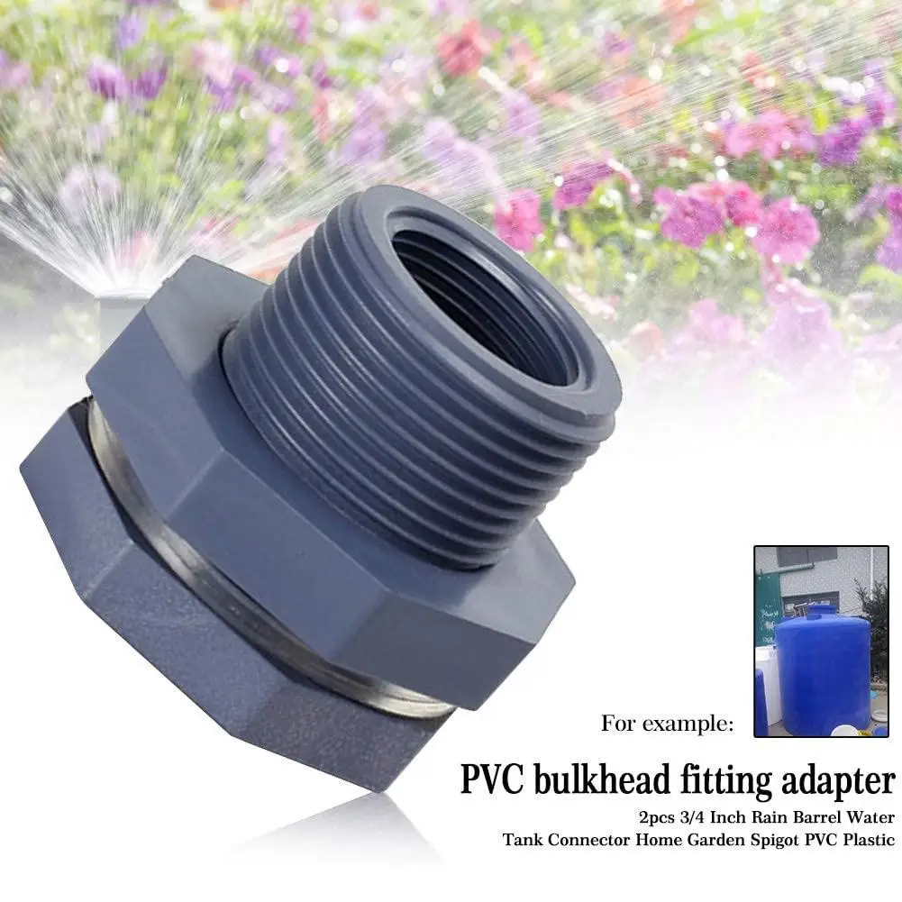 

2Pcs PVC 3/4 Inch Thread Water Tank Bulkhead Fitting Adapter with Seal Gasket bulkhead fitting adapter water towers,water tank