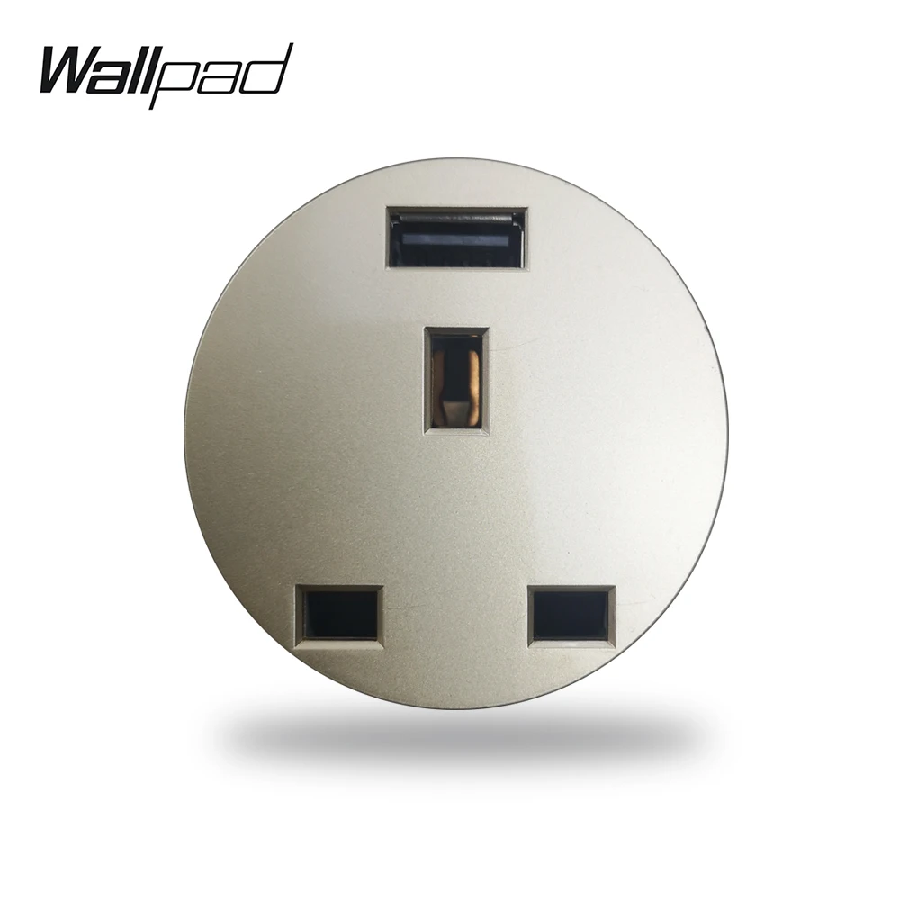 Wallpad L6 черный белый серый 13A Великобритания вилка электрическая розетка с 2.1A usb зарядным портом модульная DIY комбинация - Тип: Gold