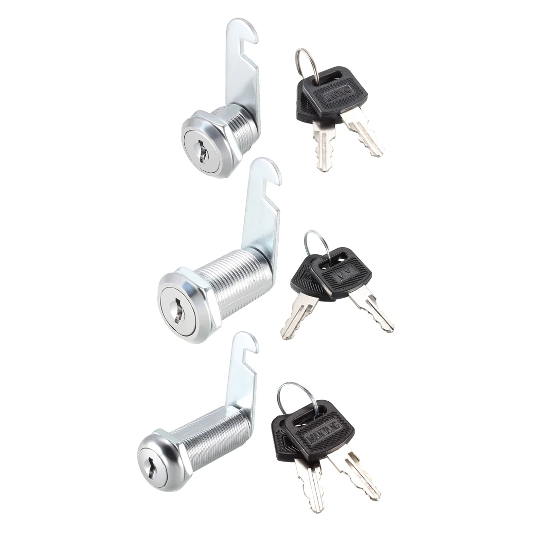 uxcell 2/4pcs Cam Locks 16/20/25/30/35/40mm Cylinder Length Keyed Different/Keyed Alike Zinc Alloy Chrome Plated 90 Degree afbeelding
