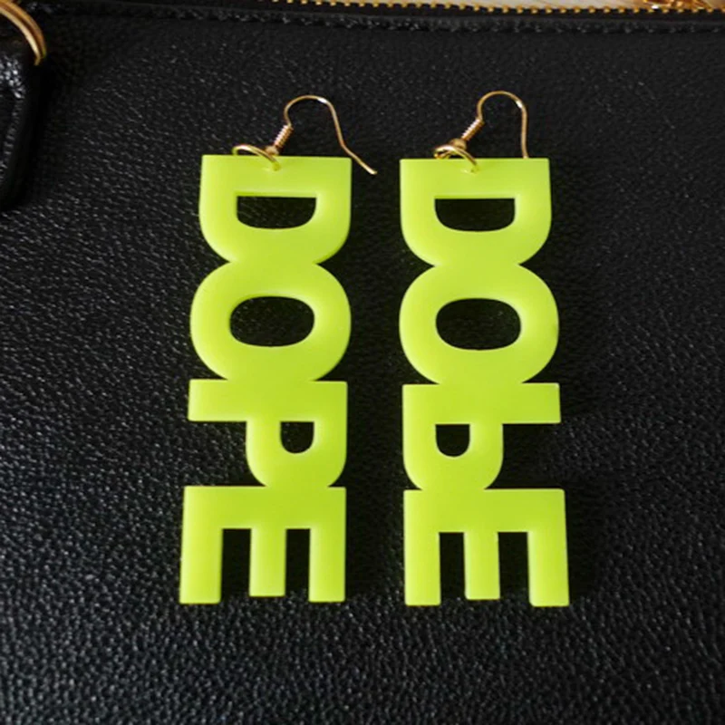 Fashion-3-colors-fluorescence-Letter-DOBE-DOPE-Drop-Earrings-for-women-Super-big-Party-Earrings-For (3)