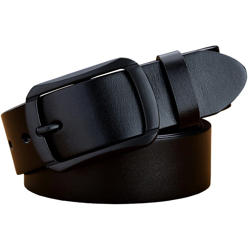 

Genuine Leather for Men High Quality Black Buckle AAA Italy Cowhide Belt Cowskin Casual Belts Business Luxury Belt Waistband