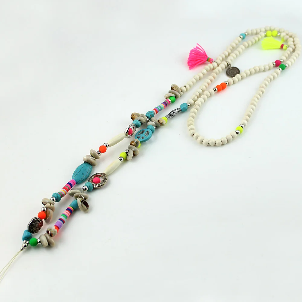 Длинное ожерелье с бусинами в богемном стиле ремешок U образным диском рабочее