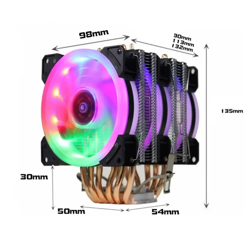 6 тепловых трубок Dual-Башня Процессор кулер RGB светильник 3Pin 1/2/3 вентилятор охлаждения для Intel AMD M5TB