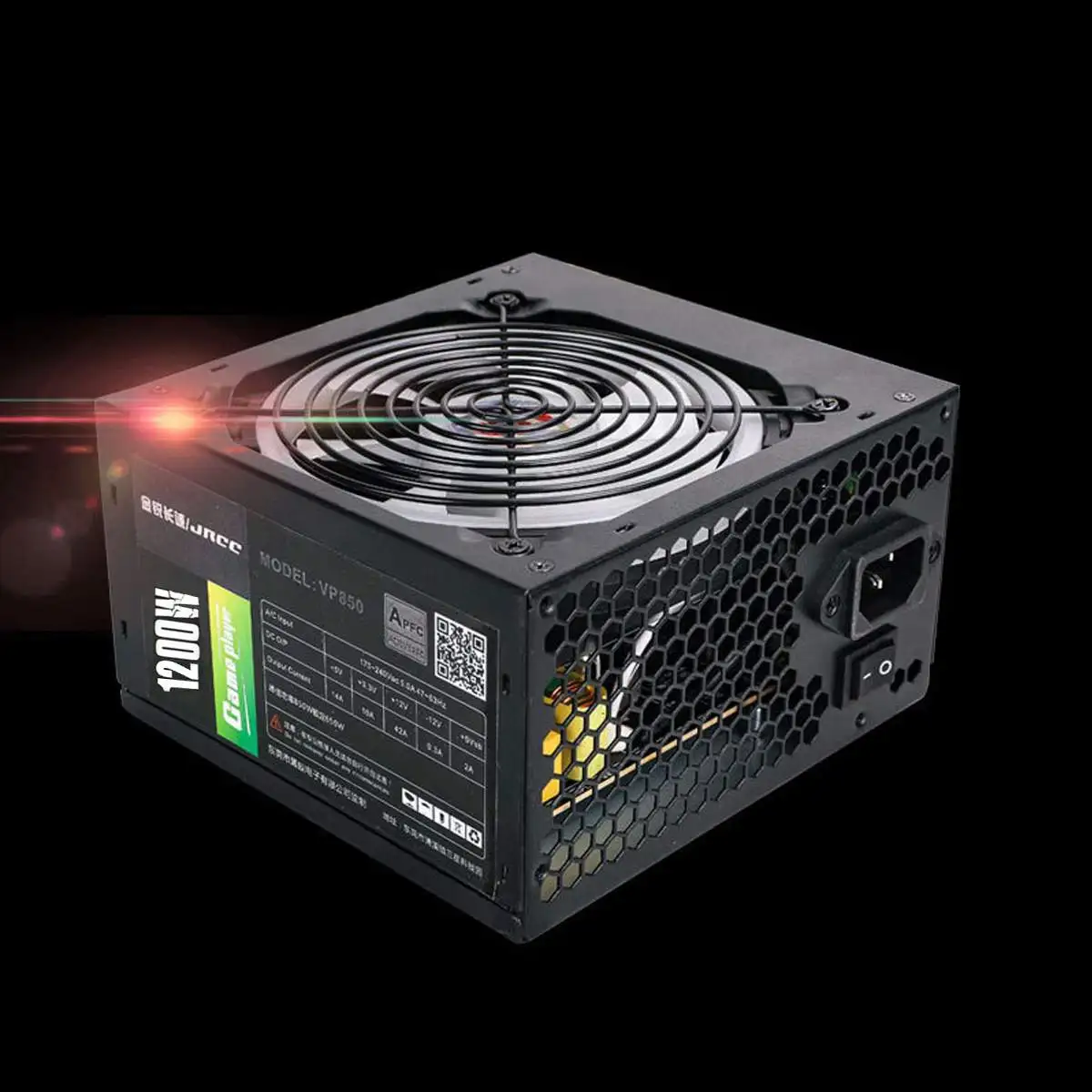 Блок питания 1200 Вт активный PFC 12 В ATX 8PIN + 2x6PIN SATA для ПК с RGB вентилятором