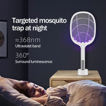 

3000V Electric Mosquito Killer With UV Lamp USB 1200mAh Rechargeable Bug Zapper Summer Fly Swatter Trap Home Bug Insect Racket