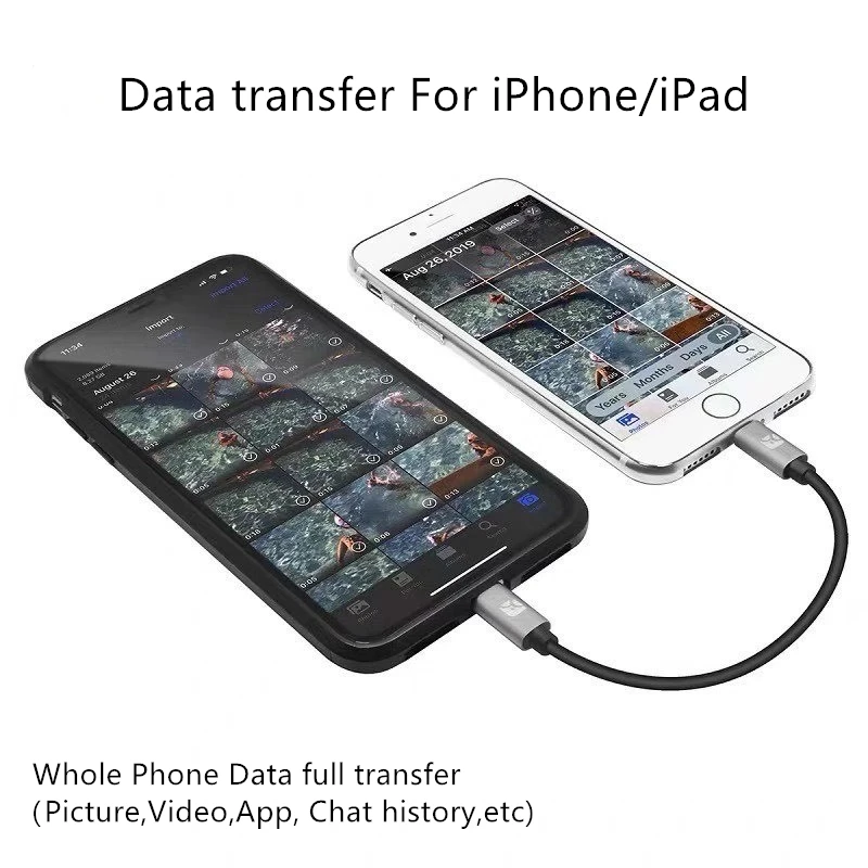 

Data Lighting To Lighting Adapter For Mobile Phone PAD 8 8p X XS MAX 11Pro 12PRO MAX IOS 12.4 Data Migration Cable Tool