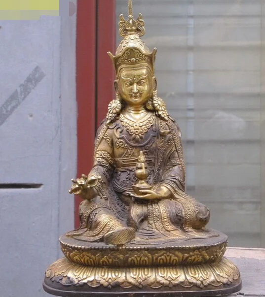 002992 Tibetan Esoteric Buddhism Bronze Gild Kagyupa Sect Red Hats Padmasambhava statue | Дом и сад