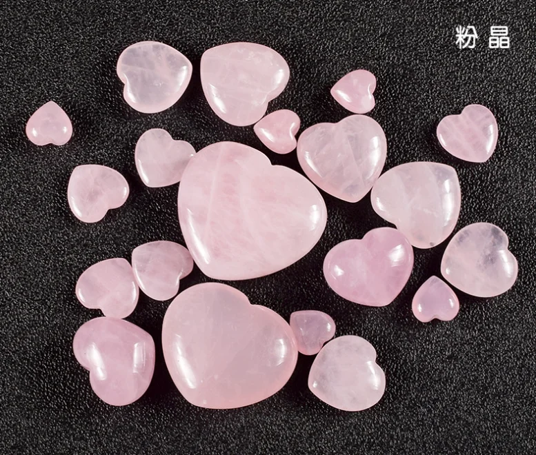 В форме сердца розовый натуральный кристалл кварца камень Шарм резной ладонь Любовь Исцеление Камень для Diy ремесло ювелирных изделий - Цвет: 20x20x6mm