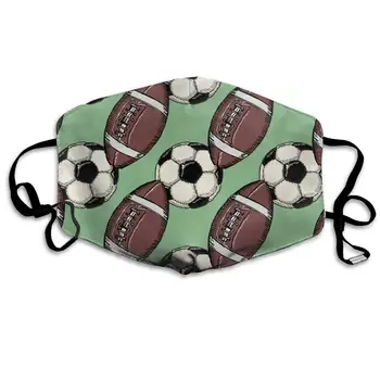 

Soccer Or Football Washable Reusable Mask, Cotton Anti Dust Half Face Mouth Mask For Kids Teens Men Women With Adjustable Ear