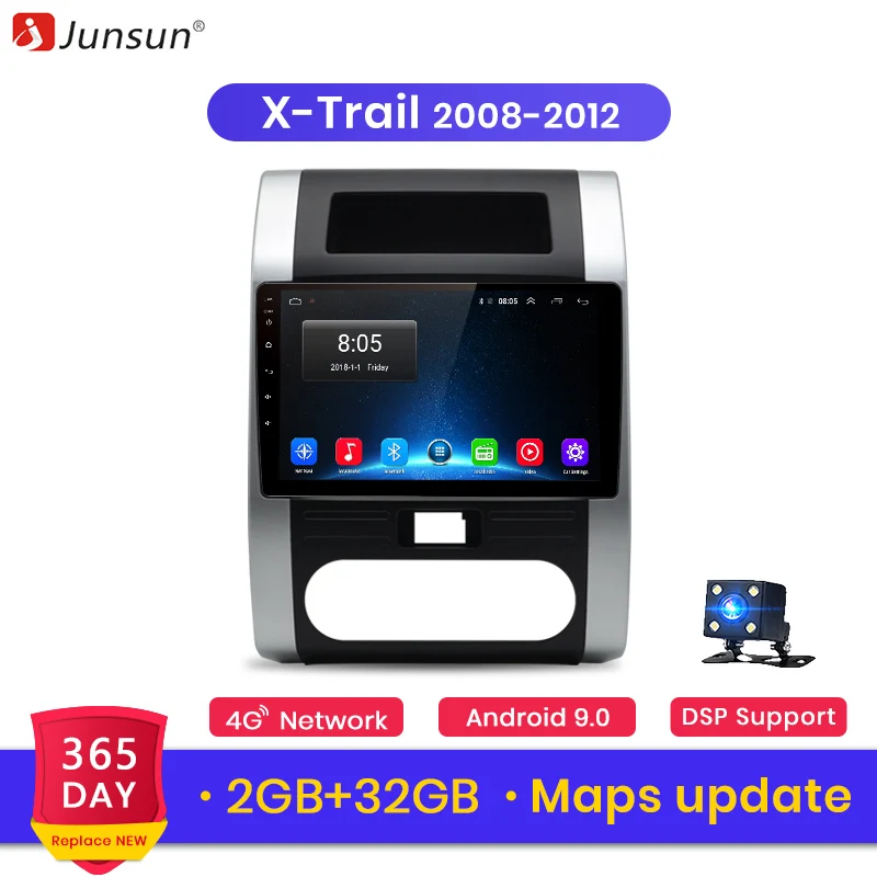 

Junsun 2G+32G Android 8.1 For Nissan x trail t31 2007-2013 Qashqai 2 din Car Radio Stereo Player Bluetooth GPS Navigation dvd
