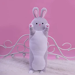 Hug Me плюшевый кролик, долго стоящий мягкий плюшевый кролик, подушка для сна, подушки с изображением животных, розовый, серый, синий, желтый, 4 размера - Цвет: Grey bunny