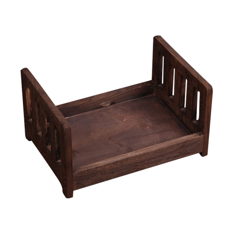 Baby Wooden Bed Gift Photo Prop Posing Portable Durable Photography Shotting FKU66