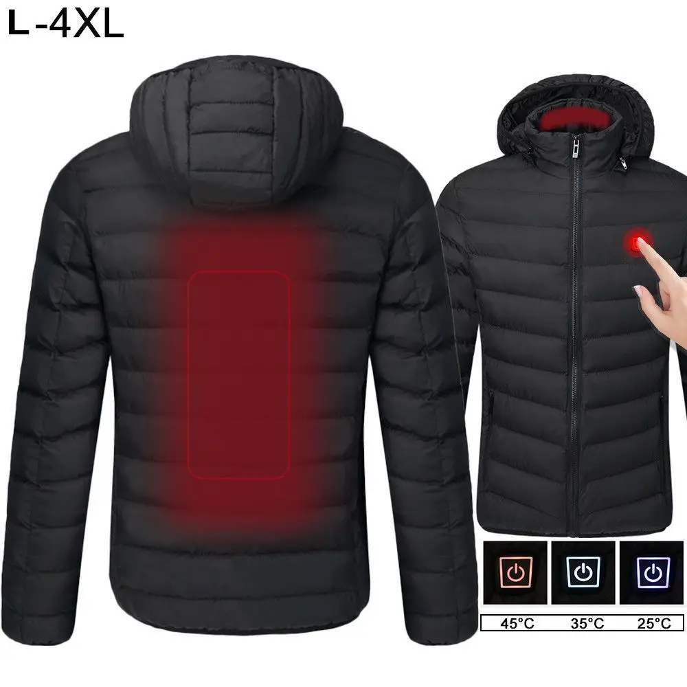 USB пальто с подогревом Электрический жилет с подогревом температуры Регулируемый Электрический аккумулятор зимняя теплая куртка с капюшоном одежда на молнии