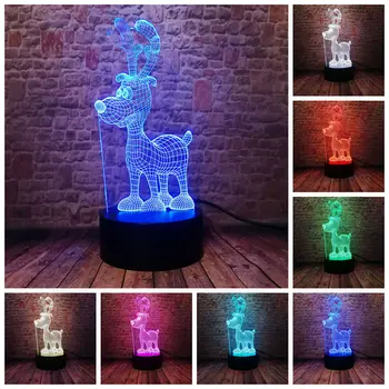 

Flash 3D Nightlight LED 7 Colors Changing Light Model Christmas Deer Animal Figure Toys Xmas decor
