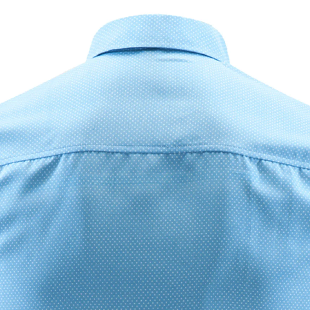 Мужская рубашка с принтом в горошек с длинным рукавом, Повседневная тонкая деловая рубашка с отворотом размера плюс, мужская одежда на пуговицах, модные топы