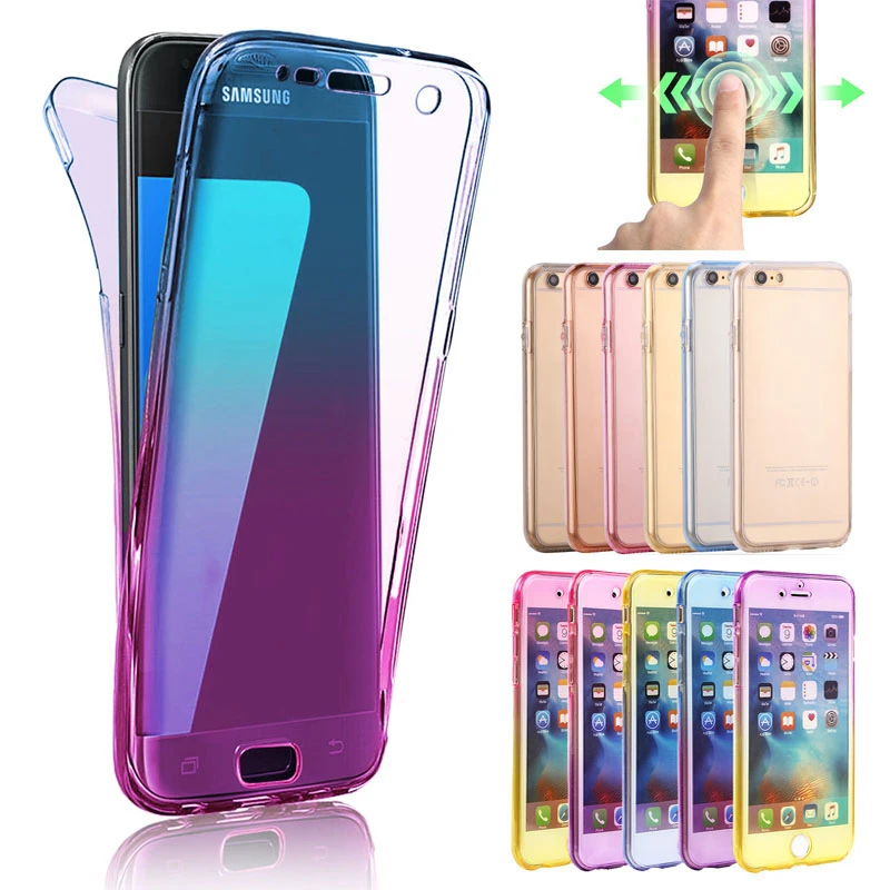

Full Body Case For Samsung Galaxy S6 S7 S8 S9 S10 A6 A7 A8 J4 J6 Plus 2018 A40 A50 A70 Soft Clear TPU Rainbow Phone Front Cover