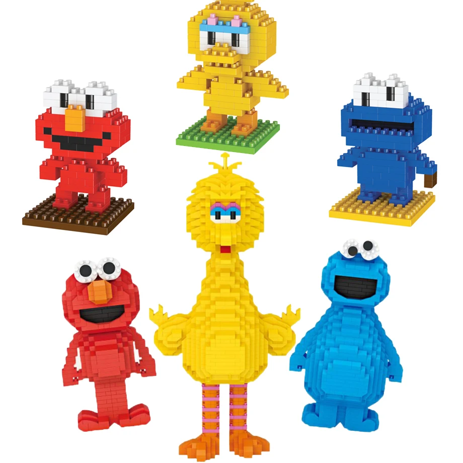 Американские Мультяшные фигурки микро ромбовидные блоки уличные кирпичи Элмо