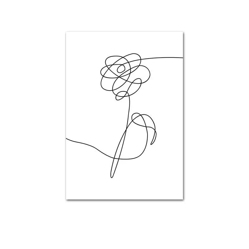 Details about   Letter Art Black White Poster Abstract Flower Minimalist Canvas Print Wall Decor 