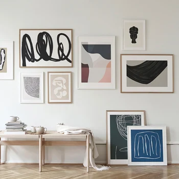 

Abstract Scandinavia Beige Trendy Colors Minimalist Line Canvas Painting Poster Print Wall Art Pictures Living Room Home Decor